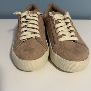 Dr. Scholl's Women's Suede Sneakers in Taupe with Cream Laces